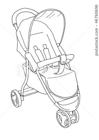 Sketch of a stroller for walks.Vector illustration Sketch of a stroller for walks.Vector illustration 46760696