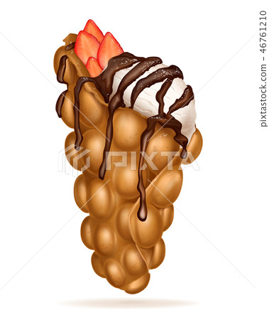 Hong Kong egg bubble waffle realistic vector 46761210