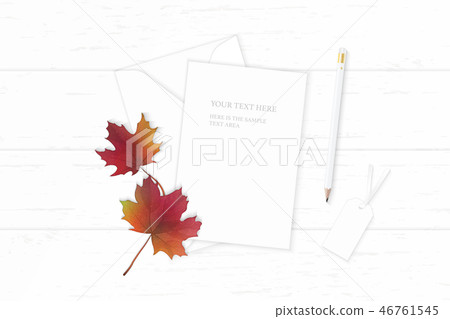 Flat lay top view elegant white paper composition 46761545