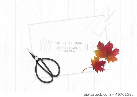 Flat lay top view elegant white paper composition 46761553