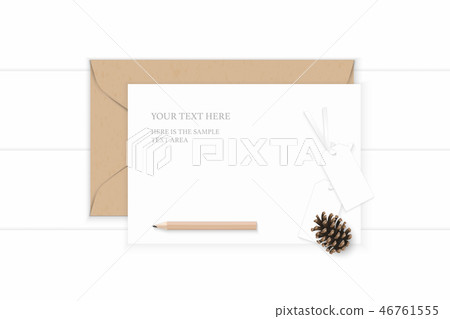 Flat lay top view elegant white paper composition 46761555