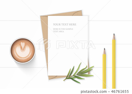 Flat lay top view elegant white paper composition Flat lay top view elegant white paper composition 46761655