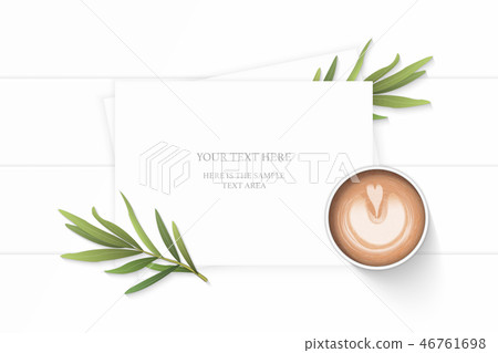 Flat lay top view elegant white paper composition Flat lay top view elegant white paper composition 46761698