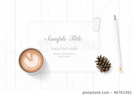 Flat lay top view elegant white paper composition 46761891