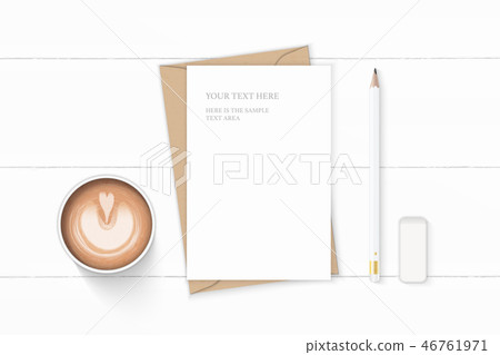 Flat lay top view elegant white paper composition - Stock Illustration ...