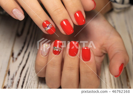 Beautiful Nail Art Manicure. Nail designs with decoration. 46762168
