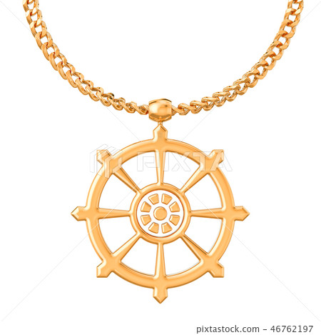 gold dharmachakra pendant