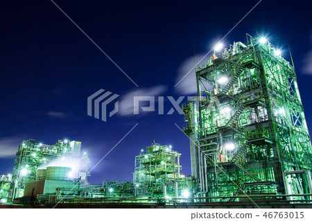 Factory night view Plant light up Kawasaki 46763015