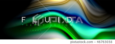 Bright colorful liquid fluid lines on black, modern abstract background Bright colorful liquid fluid lines on black, modern abstract background 46763038