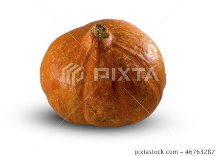 Decorative orange and green pumpkin isolated on white Decorative orange and green pumpkin isolated on white 46763287