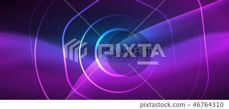 Neon glowing lines, magic energy space blue light concept, abstract background wallpaper design Neon glowing lines, magic energy space blue light concept, abstract background wallpaper design 46764310