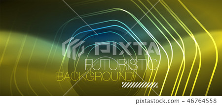 Neon glowing lines, magic energy space blue light concept, abstract background wallpaper design Neon glowing lines, magic energy space blue light concept, abstract background wallpaper design 46764558