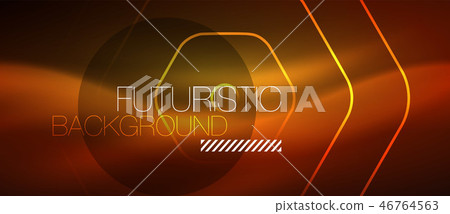 Neon glowing wave, magic energy and light motion background. Vector wallpaper template 46764563