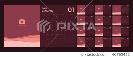 Modern Calendar for 2019 template. Modern Calendar for 2019 template. 46765432