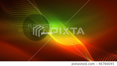 Neon lines wave background. Abstract composition Neon lines wave background. Abstract composition 46766045