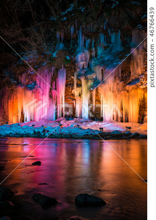 Ice pillar of thirty hammer Mikazuki no Oclite Light Up Night view (Chichibu city, Saitama Prefecture) February 2018 Ice pillar of thirty hammer Mikazuki no Oclite Light Up Night view (Chichibu city, Saitama Prefecture) February 2018 46766439