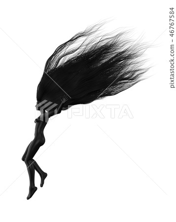 black female character with long hairs. 3d illustration 46767584