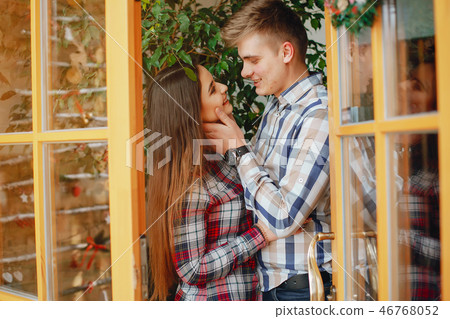 couple in a cafe couple in a cafe 46768052