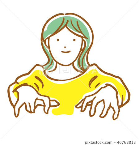 Woman putting out hand in front Woman putting out hand in front 46768818