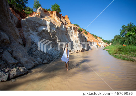 Portrait Asian Woman travel, Fairy Stream (Suoi Tien) Mui Ne, in Portrait Asian Woman travel, Fairy Stream (Suoi Tien) Mui Ne, in 46769086