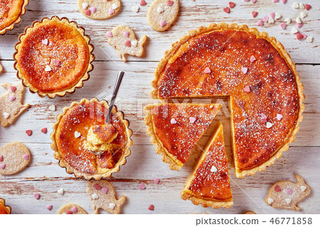 classic Swiss Easter Rice Tart, flat lay classic Swiss Easter Rice Tart, flat lay 46771858