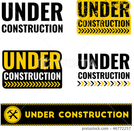 Grunge, scratched under construction Warning road sign. 46772257