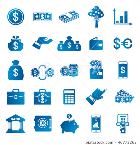 Finance and Money Related blue gradient icons 46772262