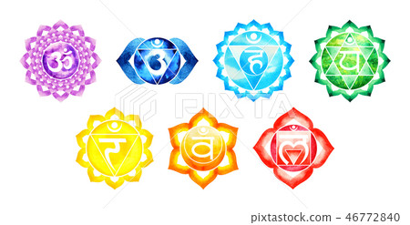 7 color of chakra symbol concept,flower,watercolor 46772840