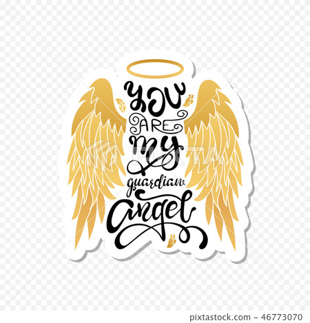 Cartoon Angel Wings With A Halo And Lettering Stock Illustration 46773070 Pixta