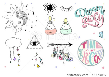 Set of hand drawn Boho design elements - Stock Illustration [46773097 ...