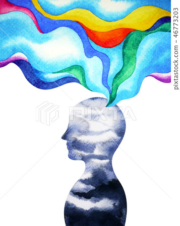 Human Head Spiritual Energy Connect To Universe Stock Illustration 46773203 Pixta