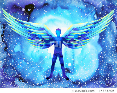 human angel wing mind heaven power watercolor 46773206