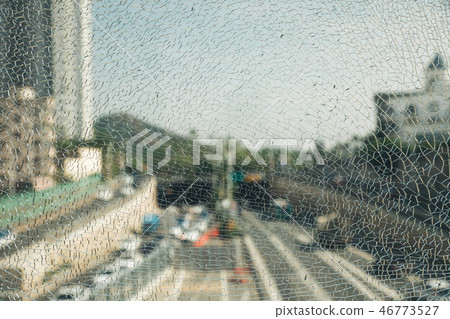Close up view of broken glass texture 46773527