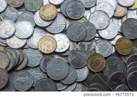 Stock 1, 10, 5 Indian rupee metal coin isolated  46773573