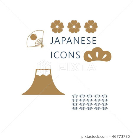 Japanese template vector. Gold symbols icons Japanese template vector. Gold symbols icons 46773780