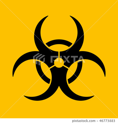 Biohazard caution sign. Symbol of hazard caused by biological microorganism, virus or toxin. Simple Biohazard caution sign. Symbol of hazard caused by biological microorganism, virus or toxin. Simple 46773883