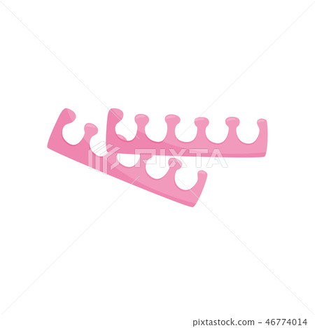 Pair of bright pink pedicure toe separators. Beauty and personal care theme. Flat vector design 46774014