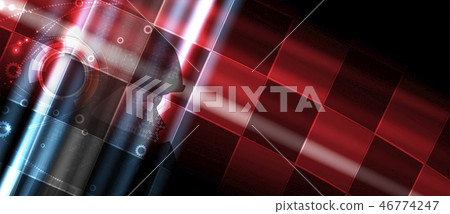 Racing car light motion with checkered background Racing car light motion with checkered background 46774247