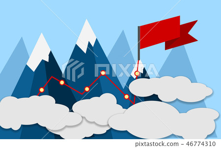 Flag on the mountain, Success concept Flag on the mountain, Success concept 46774310