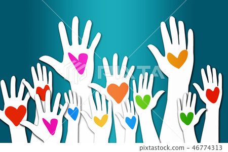 Hand-held heart symbol, charity ideas Hand-held heart symbol, charity ideas 46774313