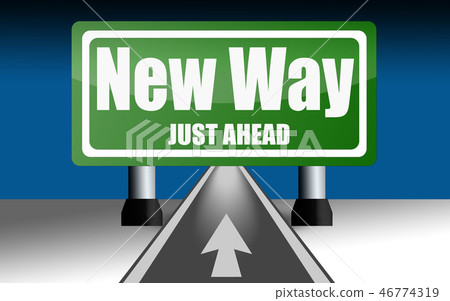 Road sign over the road with New Way word 46774319