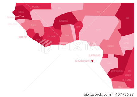 Countries of Guinea Gulf - Western Africa. Simplified and schematic political map. Vector 46775588