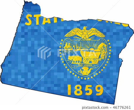 Grunge Oregon map with flag inside 46776261