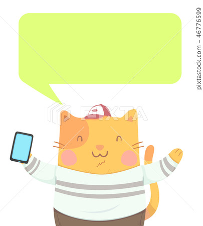 Cat Mobile Phone Illustration 46776599
