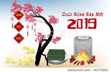 Happy chinese new 2019 year, year of the pig. Pig  46776881