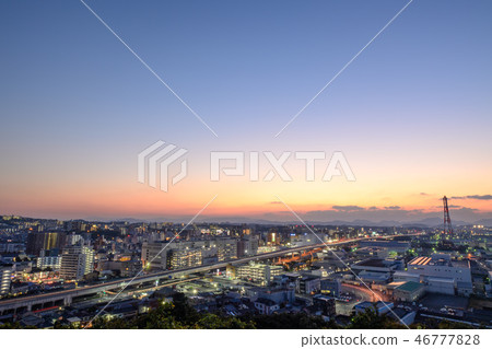 Plant sunset in Hachiman-ku, Kitakyushu city 46777828