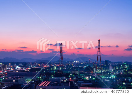 Plant sunset in Hachiman-ku, Kitakyushu city 46777830