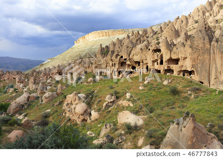 Landscape on old antique ancient residential caves Landscape on old antique ancient residential caves 46777843