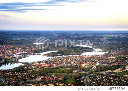 Silkeborg city in Denmark seen from above 46778504