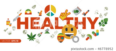 Digital vector cannabis healthy medicine 46778952